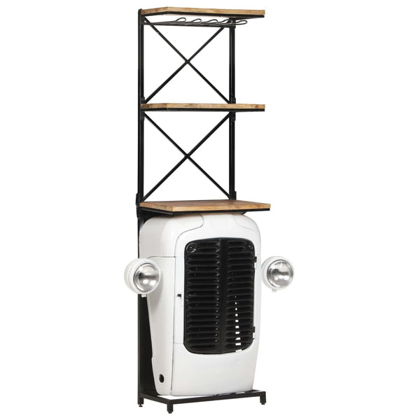 Weißer Traktor Weinschrank aus Mangoholz