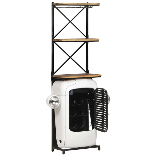 Weißer Traktor Weinschrank aus Mangoholz