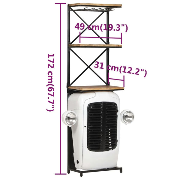 Weißer Traktor Weinschrank aus Mangoholz