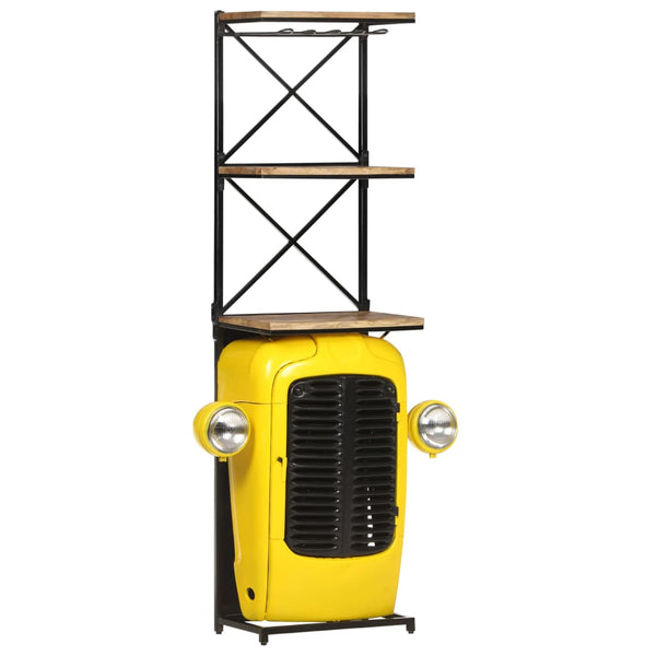 Gelber Traktor Weinschrank Mango Massivholz