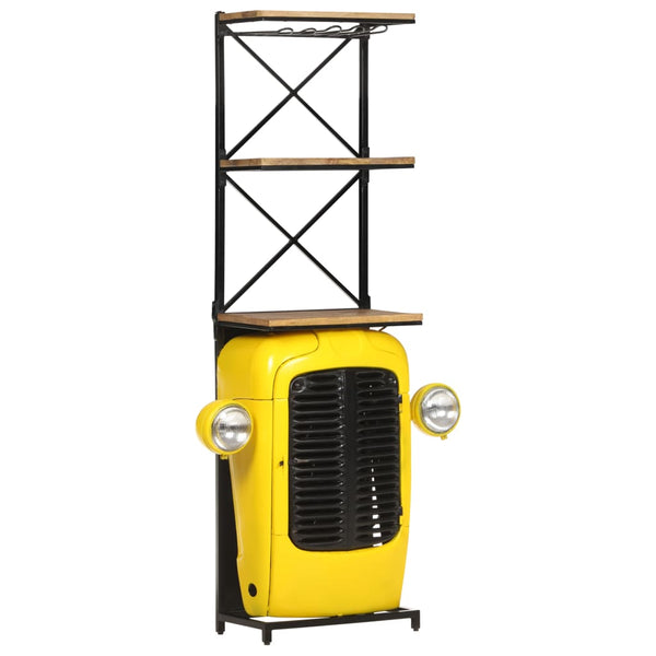 Gelber Traktor Weinschrank Mango Massivholz