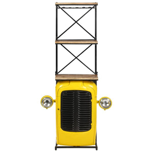 Gelber Traktor Weinschrank Mango Massivholz