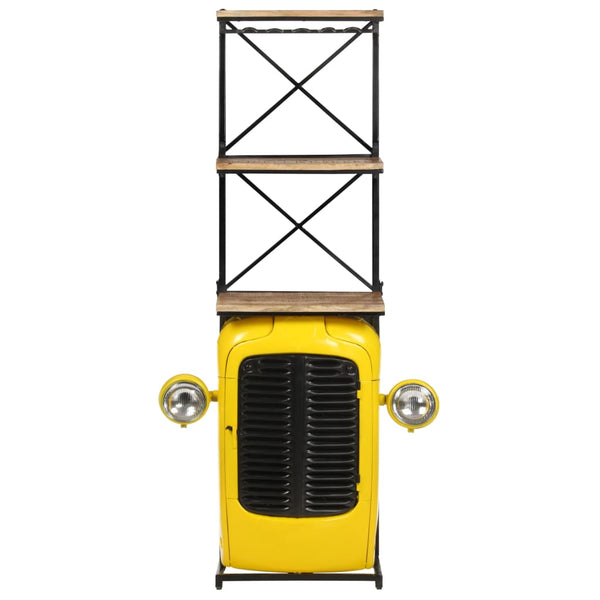 Gelber Traktor Weinschrank Mango Massivholz