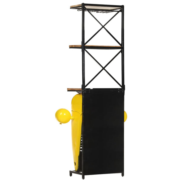 Gelber Traktor Weinschrank Mango Massivholz