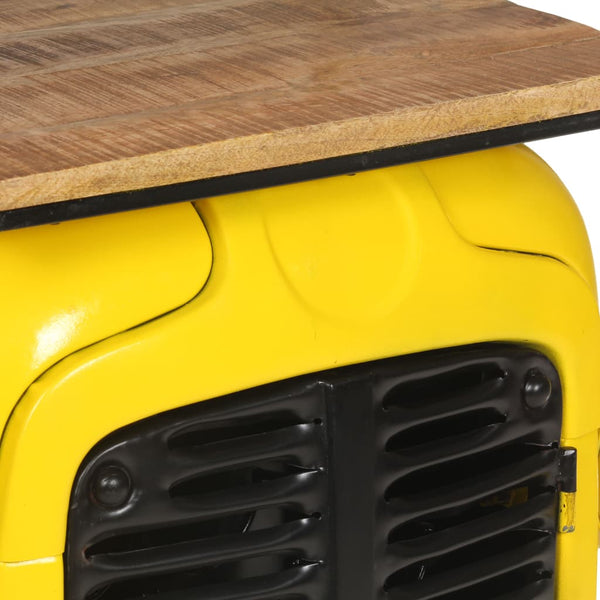 Gelber Traktor Weinschrank Mango Massivholz