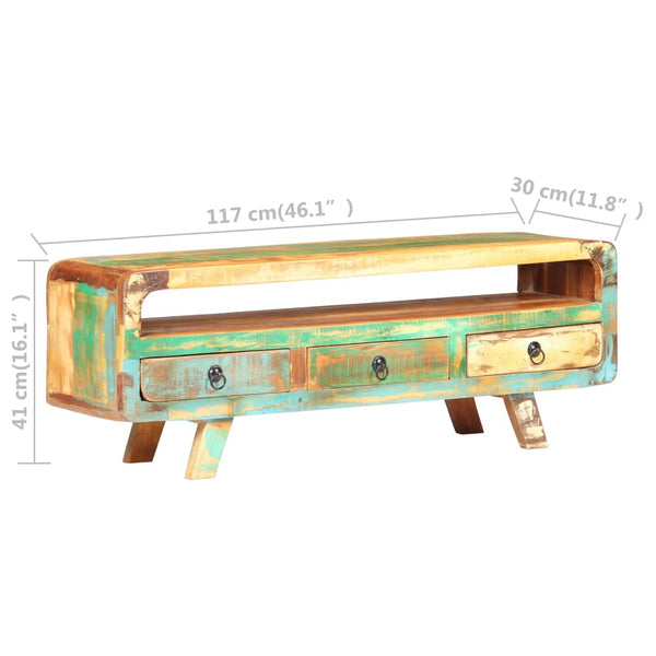 vidaXL Meuble TV 117x30x41 cm Bois de récupération massif