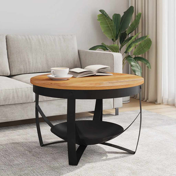 Akazie Couchtisch Massivholz Ø68cm