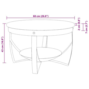 Akazie Couchtisch Massivholz Ø68cm