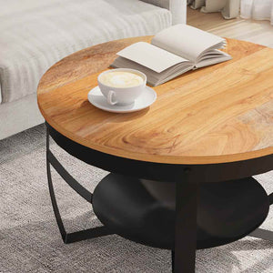 Akazie Couchtisch Massivholz Ø68cm