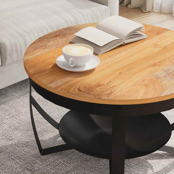 Akazie Couchtisch Massivholz Ø68cm