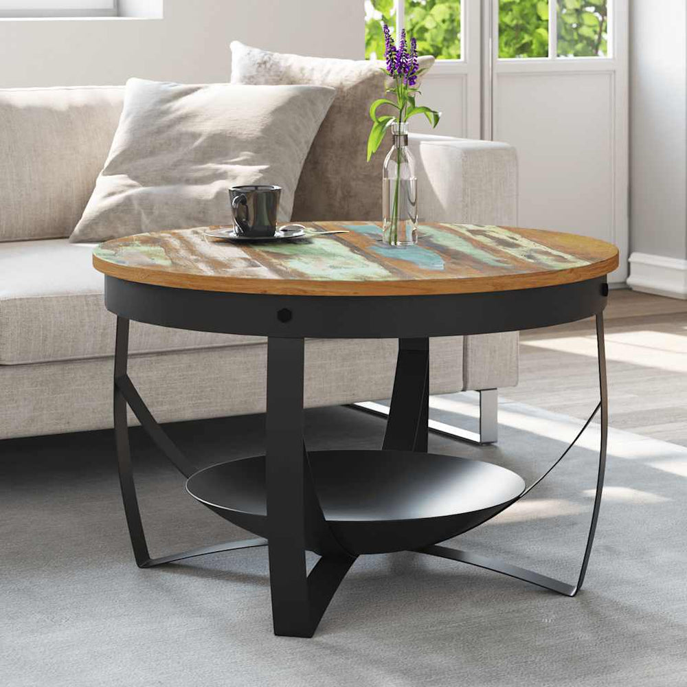 vidaXL Table basse Ø68x43 cm Bois massif recyclé