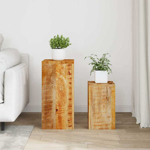 Massivholz Mango Pflanzenständer 2er Set