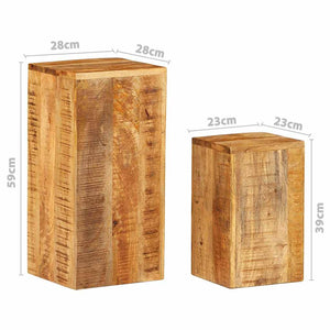 Massivholz Mango Pflanzenständer 2er Set