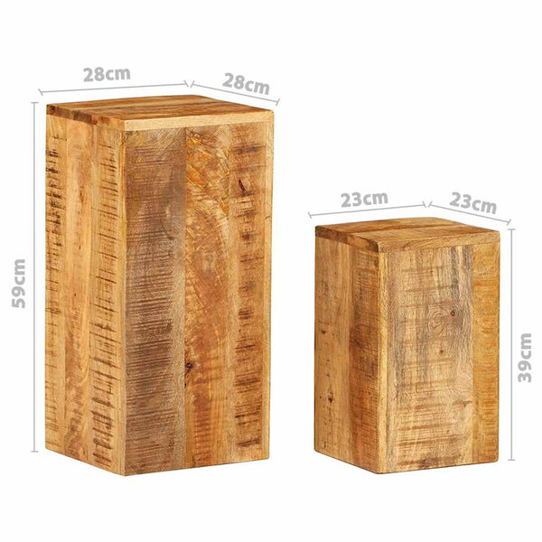 Massivholz Mango Pflanzenständer 2er Set