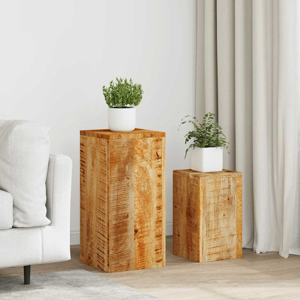 Massivholz Mango Pflanzenständer 2er Set