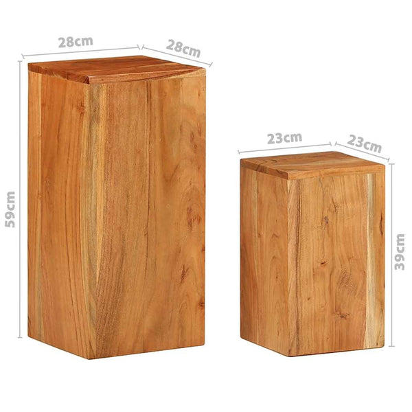vidaXL Supports de plantes 2 pcs Bois d'acacia massif