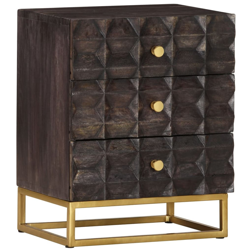 Schwarzer Nachttisch Mango Massivholz 40x30x50 cm