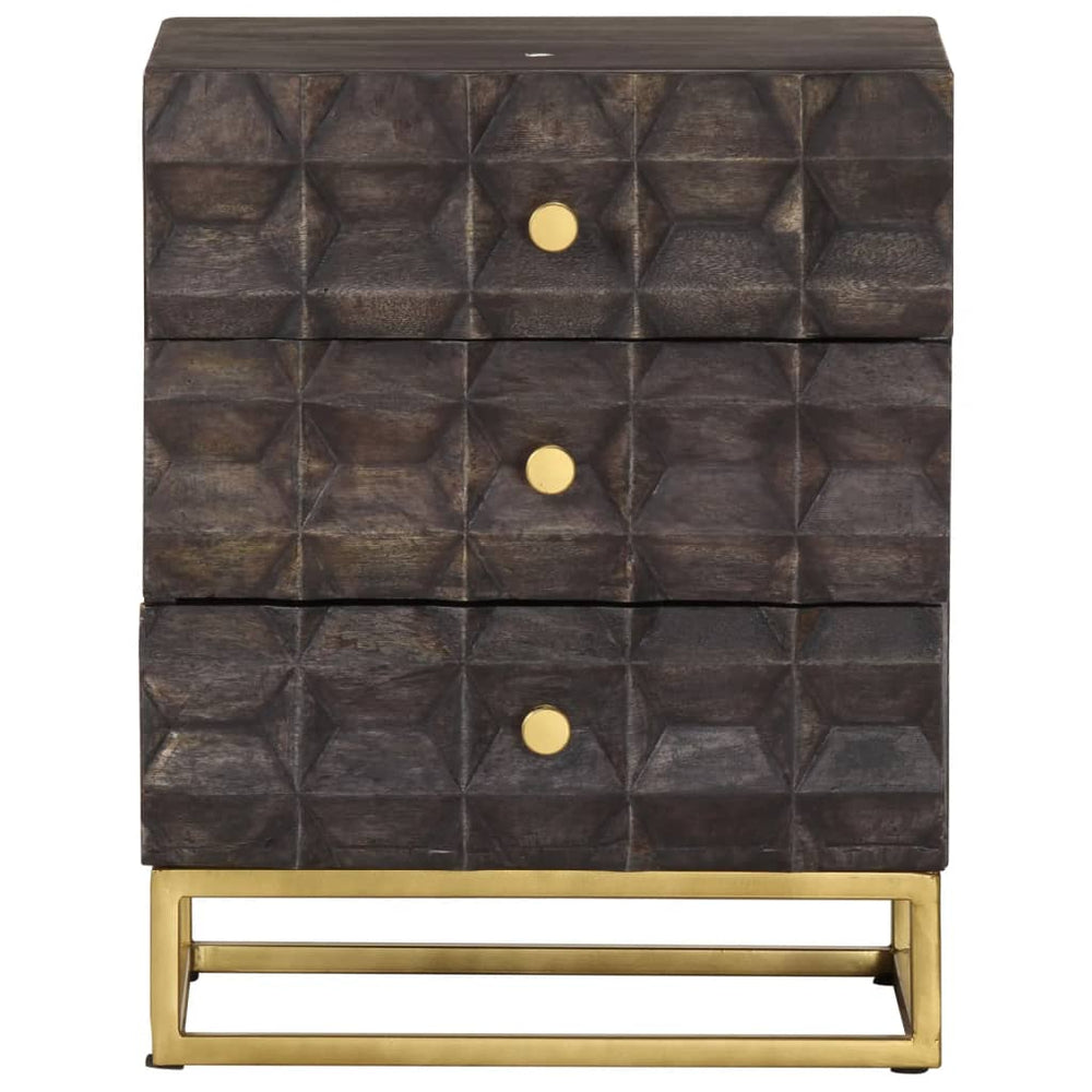 Schwarzer Nachttisch Mango Massivholz 40x30x50 cm