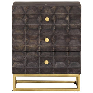 Schwarzer Nachttisch Mango Massivholz 40x30x50 cm