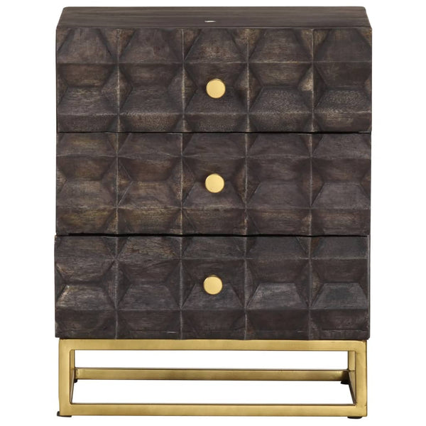 Schwarzer Nachttisch Mango Massivholz 40x30x50 cm