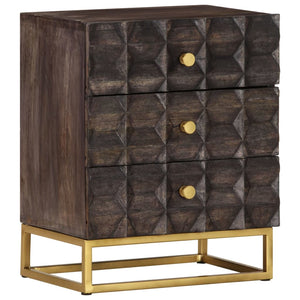 Schwarzer Nachttisch Mango Massivholz 40x30x50 cm