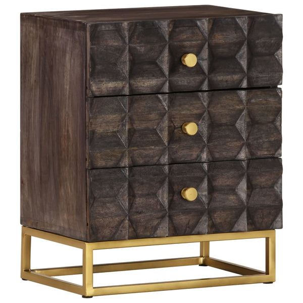 Schwarzer Nachttisch Mango Massivholz 40x30x50 cm