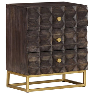 Schwarzer Nachttisch Mango Massivholz 40x30x50 cm