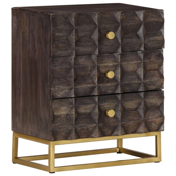 Schwarzer Nachttisch Mango Massivholz 40x30x50 cm