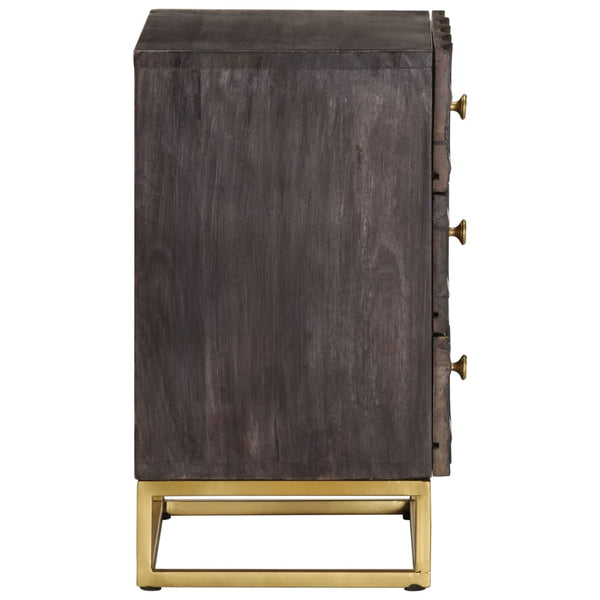 Schwarzer Nachttisch Mango Massivholz 40x30x50 cm