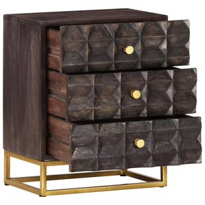 Schwarzer Nachttisch Mango Massivholz 40x30x50 cm