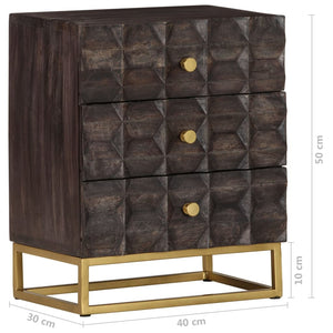 Schwarzer Nachttisch Mango Massivholz 40x30x50 cm