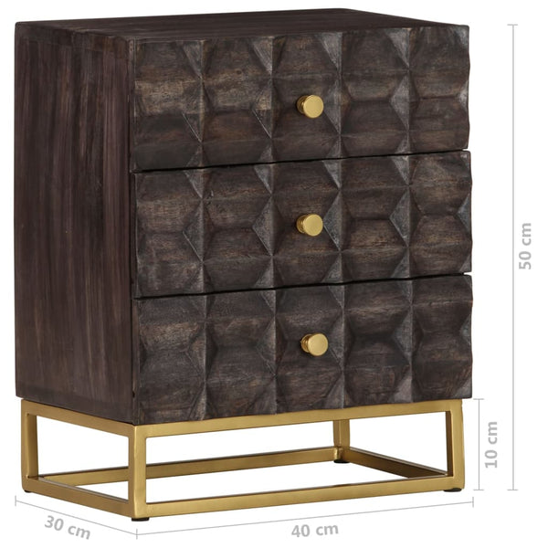 Schwarzer Nachttisch Mango Massivholz 40x30x50 cm