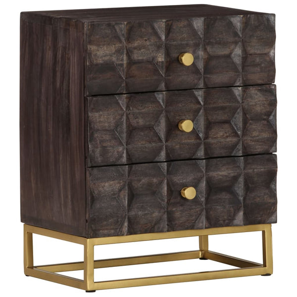 Schwarzer Nachttisch Mango Massivholz 40x30x50 cm