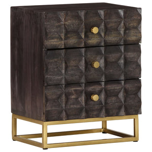 Schwarzer Nachttisch Mango Massivholz 40x30x50 cm