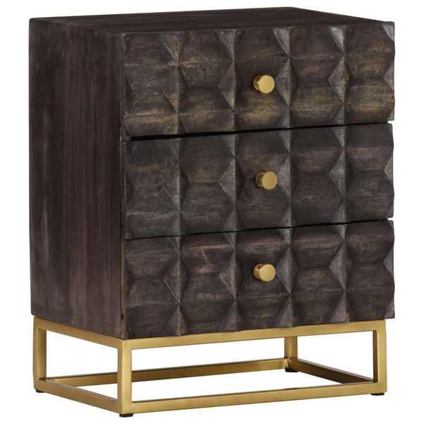 Schwarzer Nachttisch Mango Massivholz 40x30x50 cm