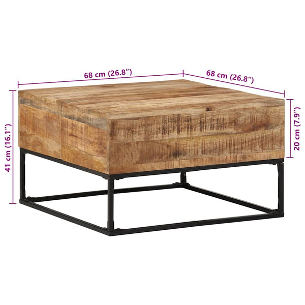 Couchtisch aus rauem Mangoholz, 68x68 cm