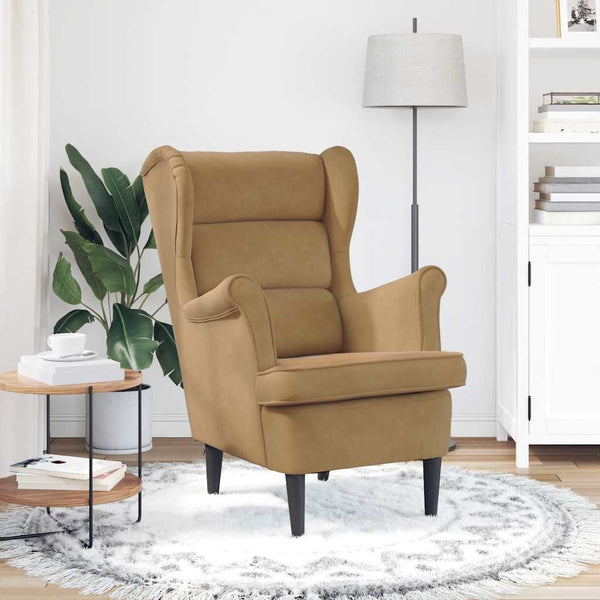 vidaXL Armchair Brown Velvet