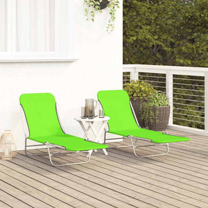 Klappbare Sonnenliegen 2 Stk. Stahl und Stoff Grün