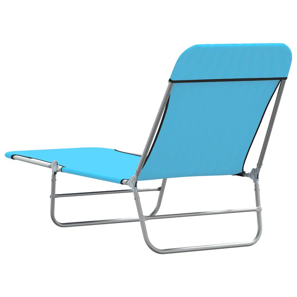 Klappbare Sonnenliegen 2 Stk. Stahl und Stoff Blau