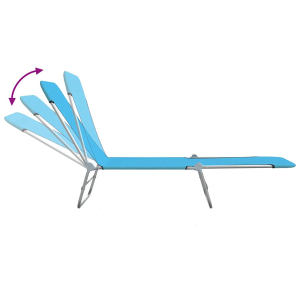 Klappbare Sonnenliegen 2 Stk. Stahl und Stoff Blau