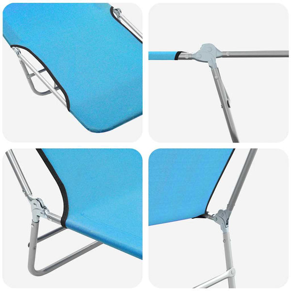 Klappbare Sonnenliegen 2 Stk. Stahl und Stoff Blau