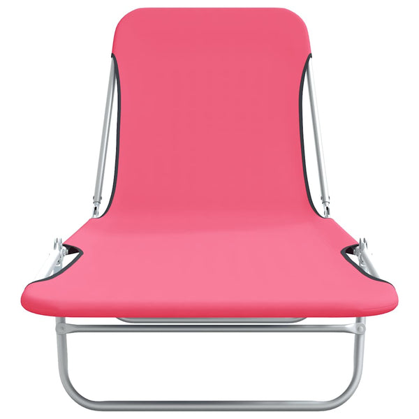 Klappbare Sonnenliegen 2 Stk. Stahl und Stoff Rosa