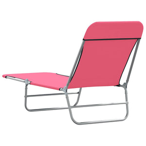 Klappbare Sonnenliegen 2 Stk. Stahl und Stoff Rosa