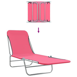 Klappbare Sonnenliegen 2 Stk. Stahl und Stoff Rosa