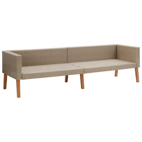 3-Sitzer-Gartensofa mit Auflagen Poly Rattan Beige