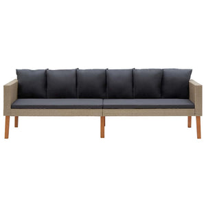 3-Sitzer-Gartensofa mit Auflagen Poly Rattan Beige