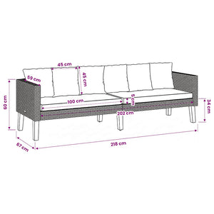 3-Sitzer-Gartensofa mit Auflagen Poly Rattan Beige