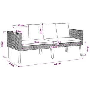 2-Sitzer-Gartensofa mit Auflagen Poly Rattan Beige