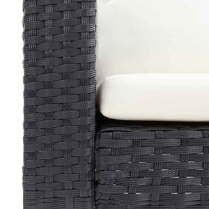 2-Sitzer-Gartensofa mit Auflagen Poly Rattan Schwarz