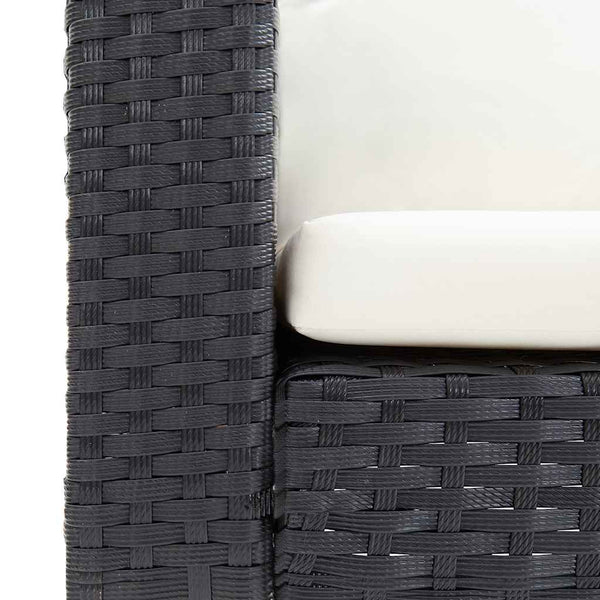 2-Sitzer-Gartensofa mit Auflagen Poly Rattan Schwarz